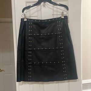 Worth New York navy studded leather skirt - lined